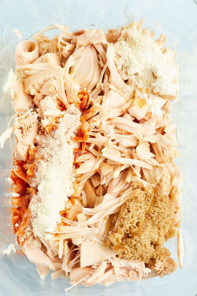 shredded jackfruit with spices on top