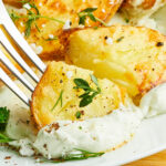 Lemon Roasted Potato being picked up with fork